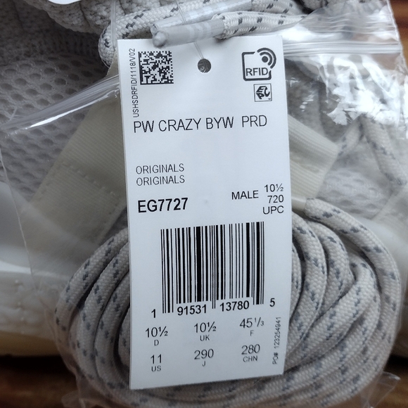 Adidas Crazy BYW PRD Pharrell "Now is Her Time" Cream White EG7727 Sz 11 NEW - Picture 8 of 8
